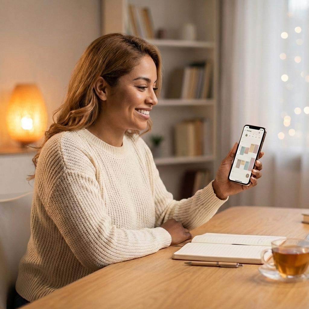 A person checking the family schedule on their phone